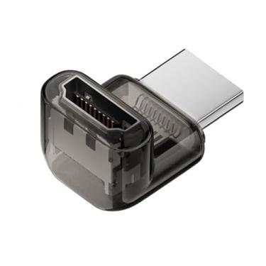 Imagem de xiwai Adaptador HDMI macho para HDMI 2.1 fêmea com ângulo de 90 graus UHD 8K 60hz HDTV extensor transparente com luz LED inteligente para monitor de TV e projetor