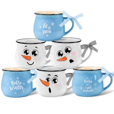 Imagem de Zubebe 6 peças canecas de café copos de cerâmica para festas de fim de ano, canecas de cacau quente, conjunto de presente para o Natal, Dia dos Namorados, 4 de julho, inverno, enfermeira, professor