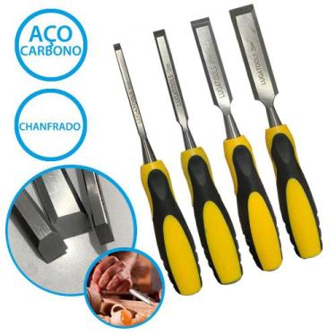 Imagem de Jogo Kit Formão Goiva 4 Peças Profissional Ideal Para Carpintaria Enta