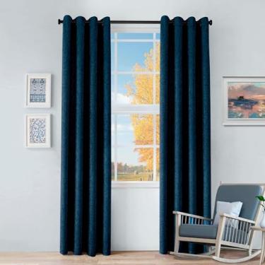 Imagem de Superior Cortinas semiblackout Senna - Design texturizado sólido vintage - 132 cm x 160 cm - Cabeçote com ilhós - Cortinas com bloqueio solar e escurecimento de ambiente para quarto, sala de estar