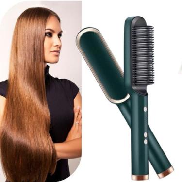 Imagem de Escova Alisadora De Cabelo 3em1 Elétrico Cerâmico Sleek Gold - ANION, 