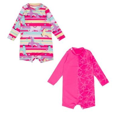 Imagem de Kit 2 Macacaquinhos Bebê Praia Traje De Banho Proteção Solar - Fofotin