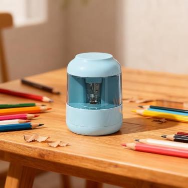 Imagem de Apontador de lápis, automático para lápis de cor e nº 2, operado por bateria para escola, escritório, uso doméstico, azul
