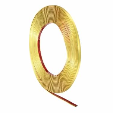 Imagem de HARFINGTON Moldura de acabamento de parede de 10 m x 0,8 cm, tira de destaque autoadesiva de PVC flexível para parede, teto, piso, armário, azulejo, borda, bordas, espelho, ouro fosco