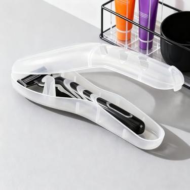 Imagem de Protetor de barbear manual de viagem portátil, estojo de armazenamento de plástico transparente para barbeador masculino e refis de lâmina, acessórios organizadores de suporte universal