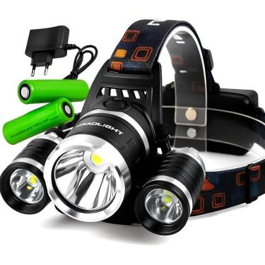 Imagem de Lanterna De Cabeça Led Forte 4000 Lm Recarregável Branco Pre