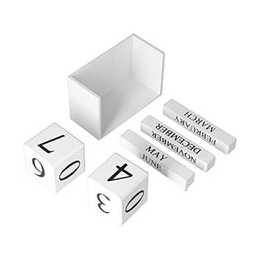 Imagem de Calendário perpétuo de madeira Elegante Prático Estilo Retro Fashion Blocos de calendário de mesa ecológicos para home office Placa de densidade durável Design meio aberto