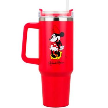 Imagem de Canecão Térmica 1100ML Com Alça Tampa e Canudo Minnie Mouse - StoreTha