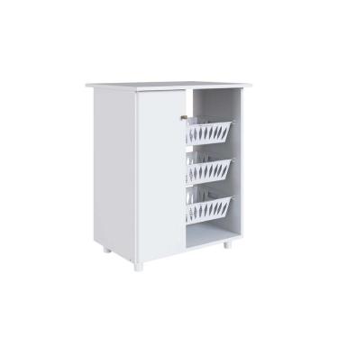 Imagem de Balcão De Cozinha Fruteira Luci C- 1 Porta E 3 Cestos Branco - Genialflex