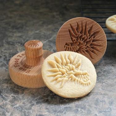 Imagem de Fun Food Tools, Carimbo de biscoito de madeira, 6 cm (dragão chinês CS-140)