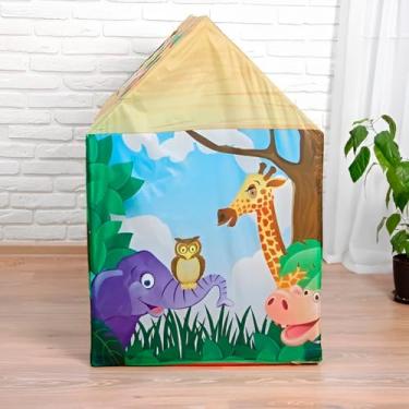 Imagem de Barraca Infantil Safari, Tenda de Brinquedo com Animais da Selva, Poliéster/Plástico, 104x68x92cm, Colorida, para Crianças +3 Anos, Interior/Exterior