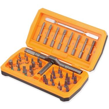 Imagem de Conjunto de chaves de fenda magnética, conjunto de mini chaves de fenda catraca de precisão 43 em 1 com 40 pontas e chave de catraca removível em T, barra de puxar e estojo portátil multibits para