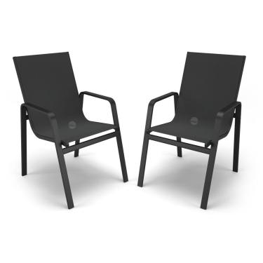 Imagem de Kit 2 Cadeiras Miami Gourmet Alumínio Preto Tela Preto