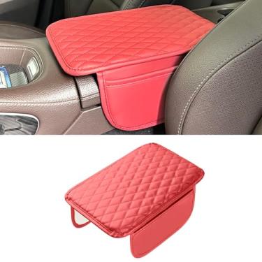 Imagem de Tioollev Capa de console central de carro atualizada, almofada de couro de microfibra para apoio de braço de carro com 2 sacos de armazenamento, caixa de armazenamento universal para carro acessórios