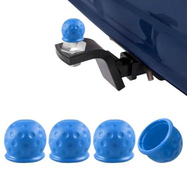 Imagem de NYTKL Capa de bola de reboque de 4 peças, protetor de borracha impermeável de 5 cm, capa à prova de poeira, tampas protetoras de bola de engate de reboque resistente de substituição para trailer