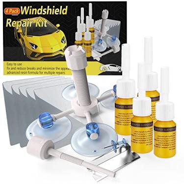 Imagem de Clamper Kit de reparo de rachaduras de para-brisa, kit de reparo de para-brisa para lascas e rachaduras, kit de reparo de vidro de carro de 4 peças, kit de reparo de vidro rachaduras perdidas, reparo