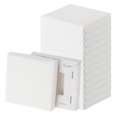 Imagem de PATIKIL Tela para pintura, pacote com 20 3 x 3 tela de algodão em branco tábua de desenho acrílica conjunto de tinta a óleo suprimentos de arte para aquarela óleo acrílico guache têmpera