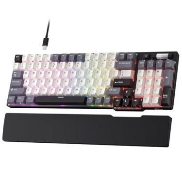 Imagem de RK ROYAL KLUDGE Teclado mecânico para jogos C96 HE, interruptor magnético de efeito Hall, teclado RGB com fio Hot Swap 90% com descanso de pulso, acionamento rápido ajustável, taxa de pesquisa de 8K
