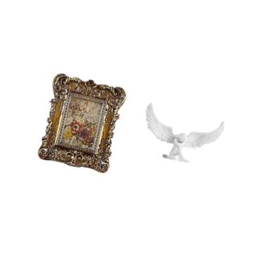 Imagem de Fenteer Moldura de Anjo Floral Esculpida à Mão, Estatueta de Resina, Suporte para Fotos, Mesa, Montagem Na Parede, Escultura Antiga para Escritório, Dormitóri