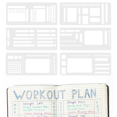 Imagem de Pacote com 6 estênceis de agenda, estênceis de diário para planejadores, modelos flexíveis feitos à mão para listas de verificação, caixas e linhas, planejamento diário (6 modelos)