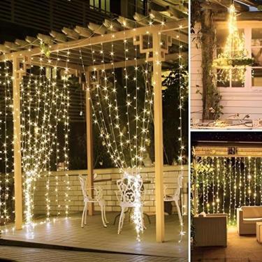 Imagem de Kit 2 Cascata Cortina Pisca Pisca USB 3m 300 Leds Controle Natal Festa