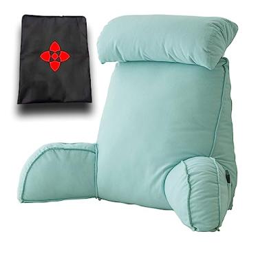 Imagem de Almofada de leitura, almofada de descanso de cama, almofada de suporte lombar com capa removível, almofada traseira, para braço traseiro, sofá de mulher grávida, descanso de 75 × 40 × 58 cm e bolsa