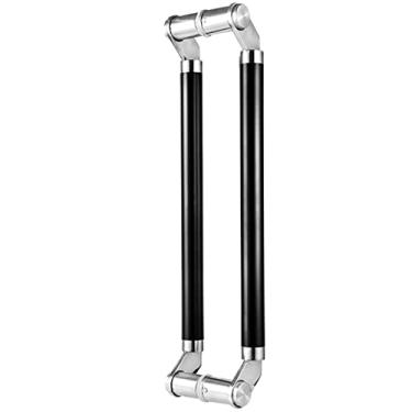 Imagem de STXYANGV Maçaneta de porta de vidro para salão de hotel, puxador de metal redondo moderno com encaixe de instalação, maçaneta de porta de madeira maciça para porta de banheiro deslizante (cor: titânio