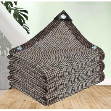 Imagem de Tecido de pano de sombra 5 m x 5 m rede de sombreamento vela de sombra multifuncional, lona de rede de sombra durável para lona de malha de sombra, pérgola, rede de privacidade, marrom - 6 x 8 m