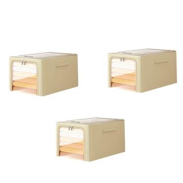 Imagem de Conjunto de 3 caixas de armazenamento visual para roupas, cesta de classificação para roupas domésticas, caixa de armazenamento grossa para dormitório, bolsa de baixo deus 53 x 35 x 30 cm (uma cor 53