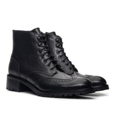 Imagem de Bota Coturno Feminina Couro Brogue Casual Conforto-Feminino