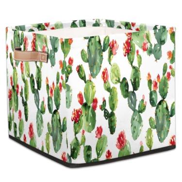 Imagem de hongjinglin Cestas dobráveis de armazenamento de cacto, flor, mola, caixotes dobráveis para crianças, brinquedo com alças, organizador de tecido, cesto organizador para berçário, sala de estar, quarto