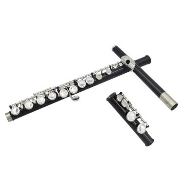 Imagem de Flauta preta de 16 furos fechados com chave C, cobre branco, niquelado, banhado a prata, flauta de concerto com caixa
