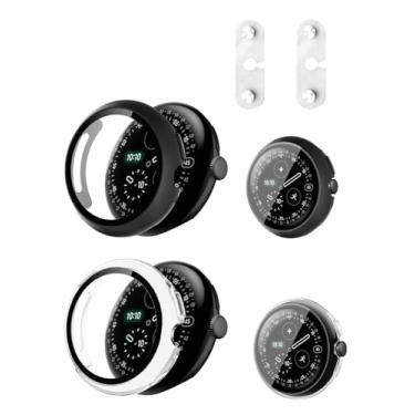 Imagem de Pacote com 2 capas para Google Pixel Watch 4 45 mm, capa protetora NOUKAJU Smartwatch com auxílio de carregamento, capa protetora de tela para Google Pixel Watch 4 SmartWatch 45 mm (preto +