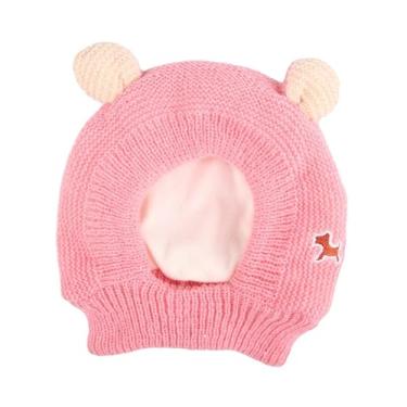 Imagem de Stgfyxgs Touca de festa para gatos, gorro de tricô adorável, à prova de vento e quentinho para cães, animais de pequeno e médio porte, gatos, filhotes, Rosa
