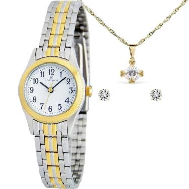 Imagem de Kit Relógio Champion Feminino Com Colar E Brincos Ch27069E