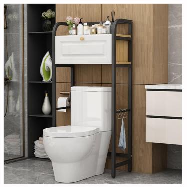 Imagem de SPXMQSS Unidade de armazenamento para máquina de lavar, unidade de armazenamento sobre vaso sanitário com portas, prateleira de armazenamento de banheiro independente para banheiro, lavanderia
