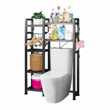 Imagem de SPXMQSS Armazenamento sobre vaso sanitário, unidade de armazenamento de máquina de lavar, expansível acima do armário de armazenamento de banheiro, sala de estar, lavanderia B 107 x 26 x 130 cm