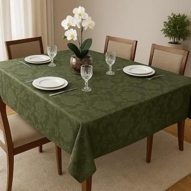 Imagem de Toalha de Mesa Jacquard Rústica para 4 a 12 Lugares – Toalha de Mesa Decorativa para Sala de Jantar e Cozinha (Verde Musgo,10 LUGARES)