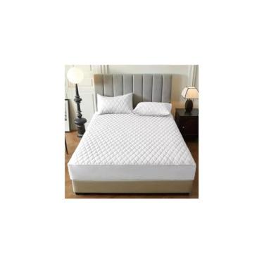 Imagem de Capa de Colchão Casal Box Branco com Elástico, Polipropileno, 138x188x30cm, Protetor contra Ácaros e Sujeira