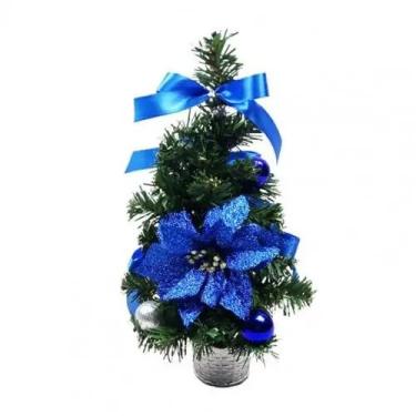 Imagem de Árvore de Natal pequena de 20 m/30 cm em vaso falso para o Dia de Ação de Graças e Natal para decoração de casa planta artificial (azul, 20 m)