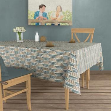 Imagem de Toalha de Mesa Plástica Térmica Impermeável para 4 6 e 8 Lugares Toalha Retangular Antiderramamento para Cozinha e Sala (OASIS,6 Lugares)