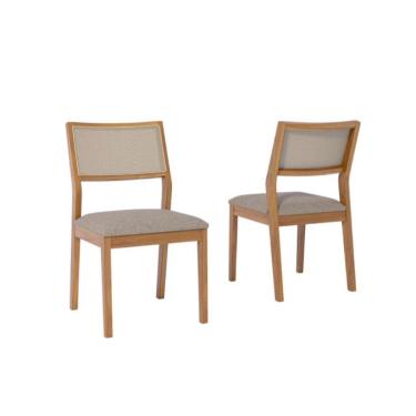 Imagem de Conjunto com 2 Cadeiras Oiti Linho Bege e Madeira