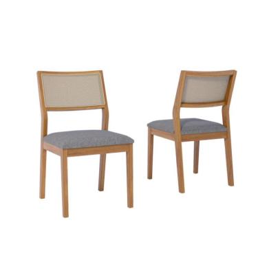 Imagem de Conjunto com 2 Cadeiras Oiti Linho Grafite e Madeira