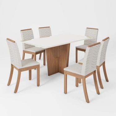 Imagem de Conjunto de Mesa com 6 Cadeiras Henn Vertice, Nature/Offwhite