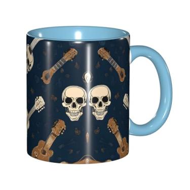 Imagem de Zeraoke Caneca de café criativa com estampa de caveira mexicana, personalizada, presente para família, tamanho de 325 ml, unissex