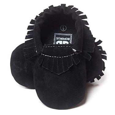 Imagem de Mocassins Meckior para bebês, meninas, meninos, solado macio, borla, laço, mocassins, infantil, pré-caminhada, princesa, antiderrapante, berço, batismo, mocassins, sapatos, A04/Black, 6-12 Months Infant