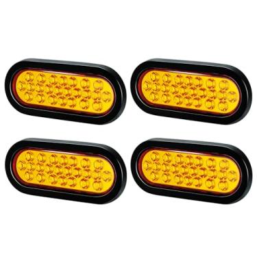 Imagem de XtraGlow Luzes Estroboscópicas Ovais Âmbar De 6,3" Com 24 Leds, Montagem Embutida Padrões Flash Para Reboque Caminhão, À Prova D'Água Ip67 Fios 3 Pinos E Ilhós Borracha, 4 Peças