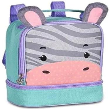 Imagem de Lancheira infantil, com estampa animal, design, viagem, alimentos frescos, passeio escolar, costas, zebra, unica