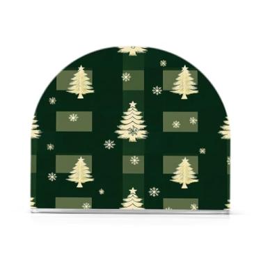 Imagem de Wassud Porta-guardanapos de acrílico xadrez de árvore de Natal, dispensador de guardanapo de papel moderno em forma de U para mesa, cozinha, sala de jantar, bancada 1 peça (comporta 50-60 guardanapos)