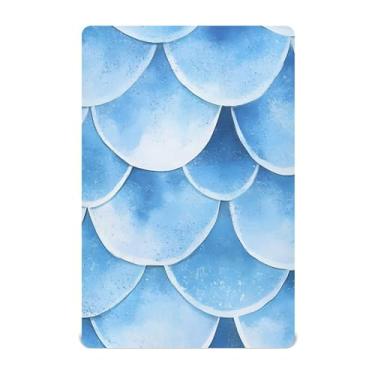 Imagem de xigua Lençol de berço azul com escama de peixe para meninas e meninos, lençol macio e respirável adequado para berço padrão e cama infantil 71 x 132 cm